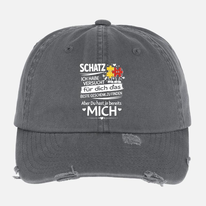 Schatz Geschenk Spruch Puzzleherz Flexfit Vintage Destroyed Cap