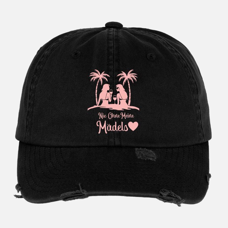 Never without my girls Palm Evening Flexfit Vintage Destroyed Cap