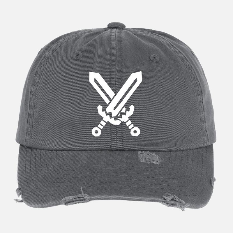 Pixel Swords 8-Bit Retro Flexfit Vintage Destroyed Cap