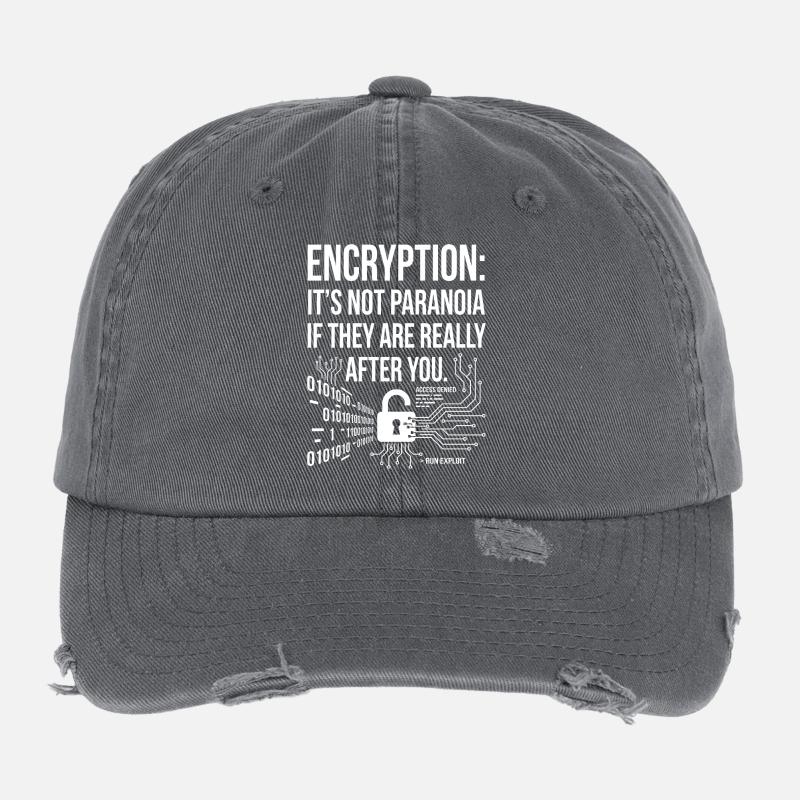 Encryption Paranoia Design Flexfit Vintage Destroyed Cap