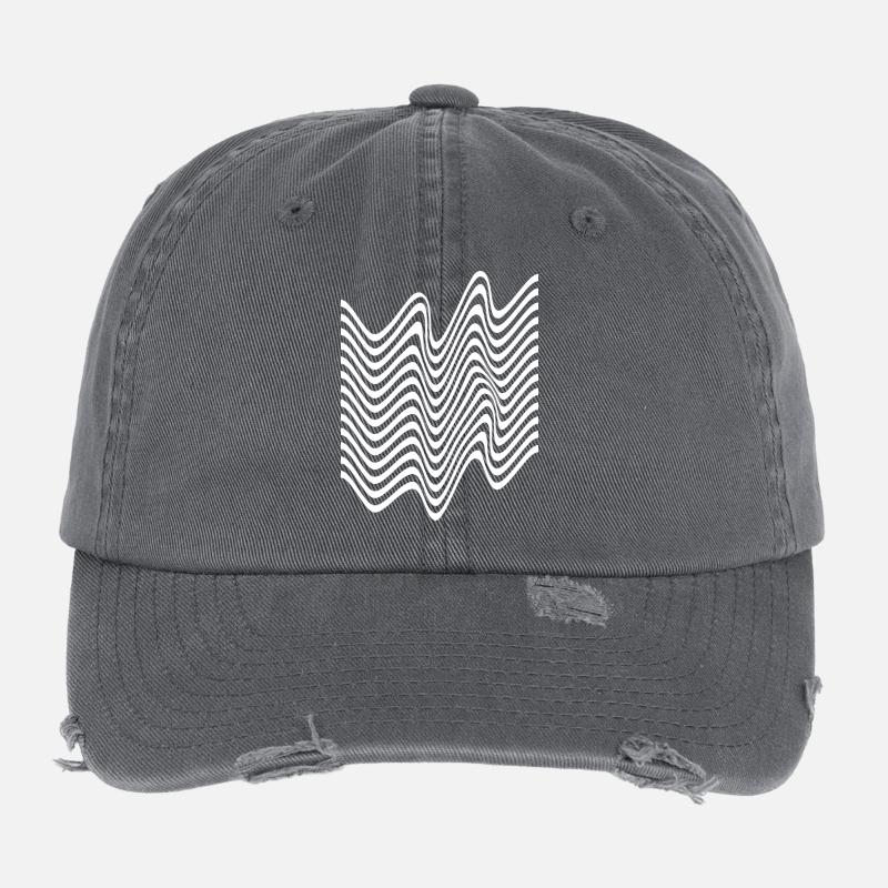 Wavy Monochrome Stripes Flexfit Vintage Destroyed Cap