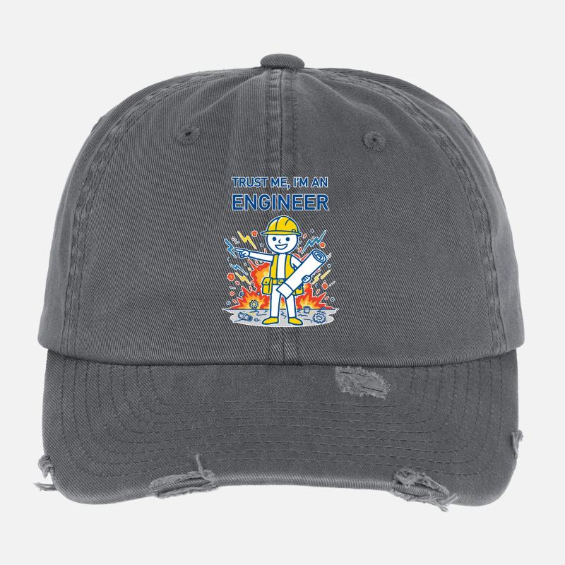 Vertrau mir, ich bin Ingenieur – für einen dunklen Hintergrund Flexfit Vintage Destroyed Cap