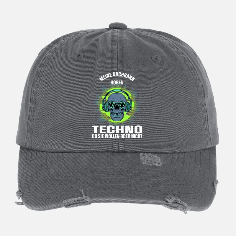 Meine Nachbarn hören Techno Flexfit Vintage Destroyed Cap
