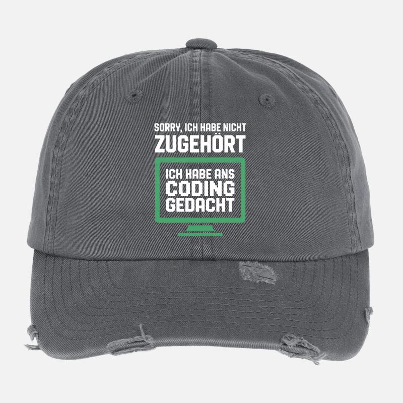Coding thought on the screen Flexfit Vintage Destroyed Cap
