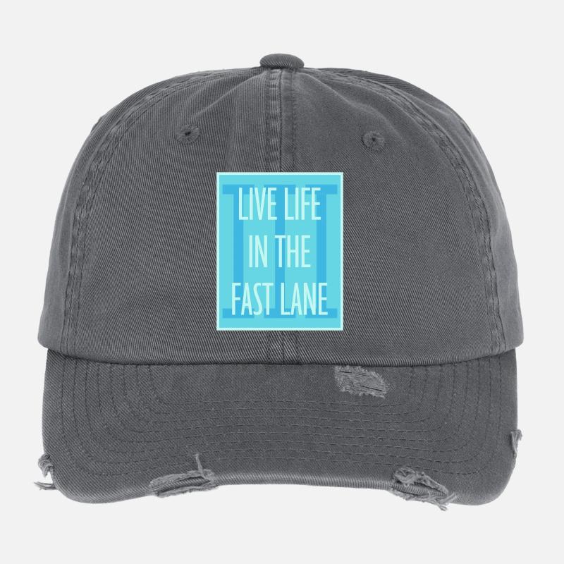 Life In The Fast Lane Float Funny Pool Saying Flexfit Vintage Destroyed Cap