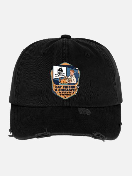 Amie chatte Cinéaste Humour - Casquette vintage effet usé Flexfit - noir - Devant
