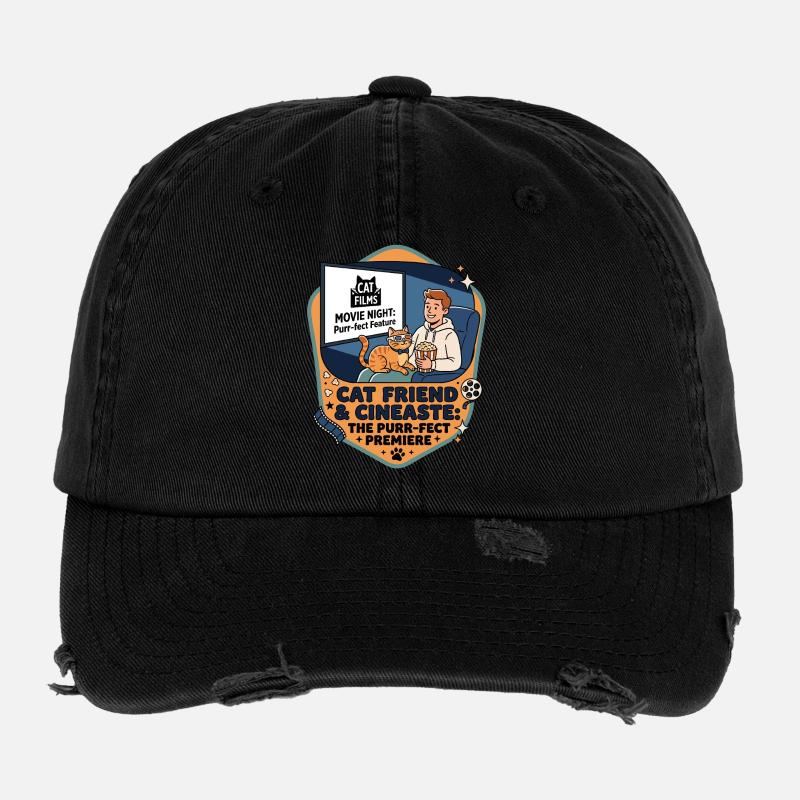 Amie chatte Cinéaste Humour Casquette vintage effet usé Flexfit