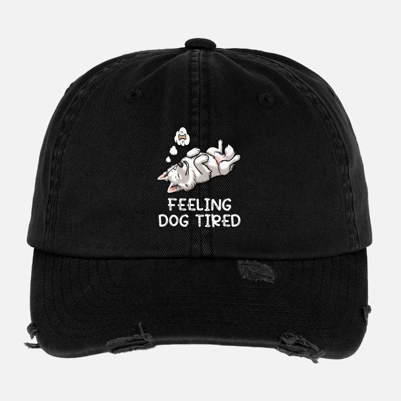 Chien blanc épuisé - Casquette vintage effet usé Flexfit - noir