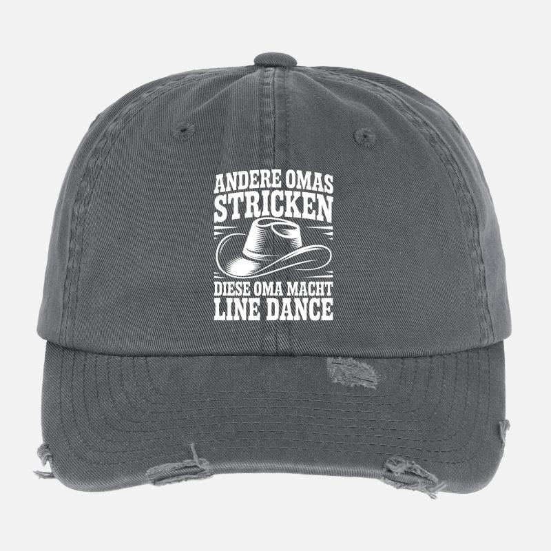 Line Dance Oma mit Cowboyhut Flexfit Vintage Destroyed Cap