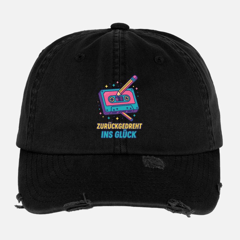 Kassette Neon Retro Druck Flexfit Vintage Destroyed Cap