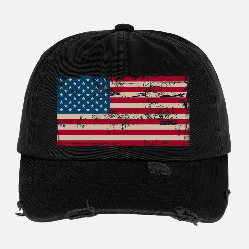 Drapeau américain vieilli Casquette vintage effet usé Flexfit