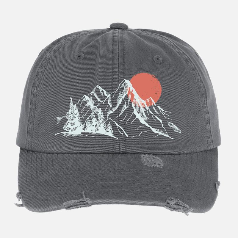 Soleil cramoisi sur les sommets enneigés Casquette vintage effet usé Flexfit