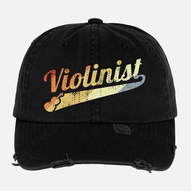 Retro Violin Player Flexfit Vintage Destroyed Cap