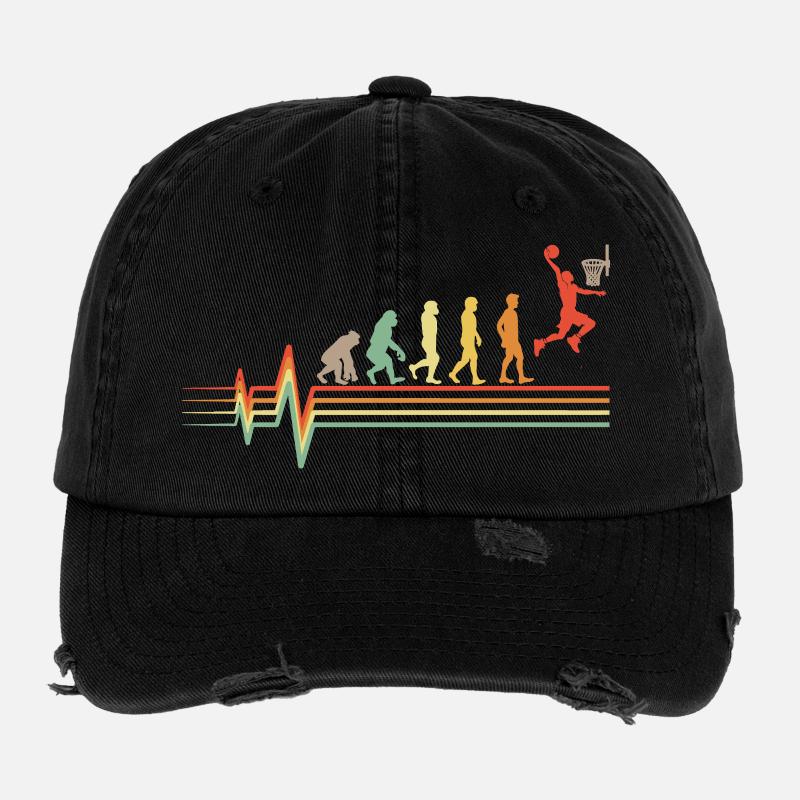 Basketball Evolution Retro ECG Heartbeat Gift Casquette vintage effet usé Flexfit