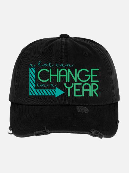 Inspirational quote annual change - Flexfit Vintage Destroyed Cap - black - Front