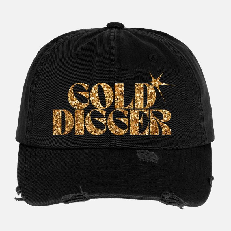Gold Digger Glitzer Text Flexfit Vintage Destroyed Cap