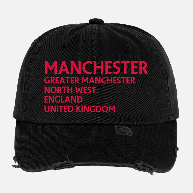 Manchester – England Lyric Design Flexfit Vintage Destroyed Cap