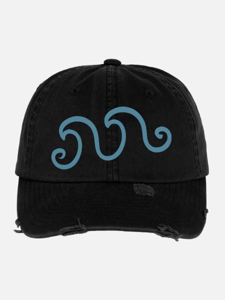 Vagues Azure - Casquette vintage effet usé Flexfit - noir