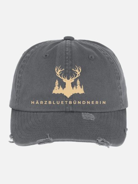 Härzbluetgraubünden - Casquette vintage effet usé Flexfit - charbon - Devant