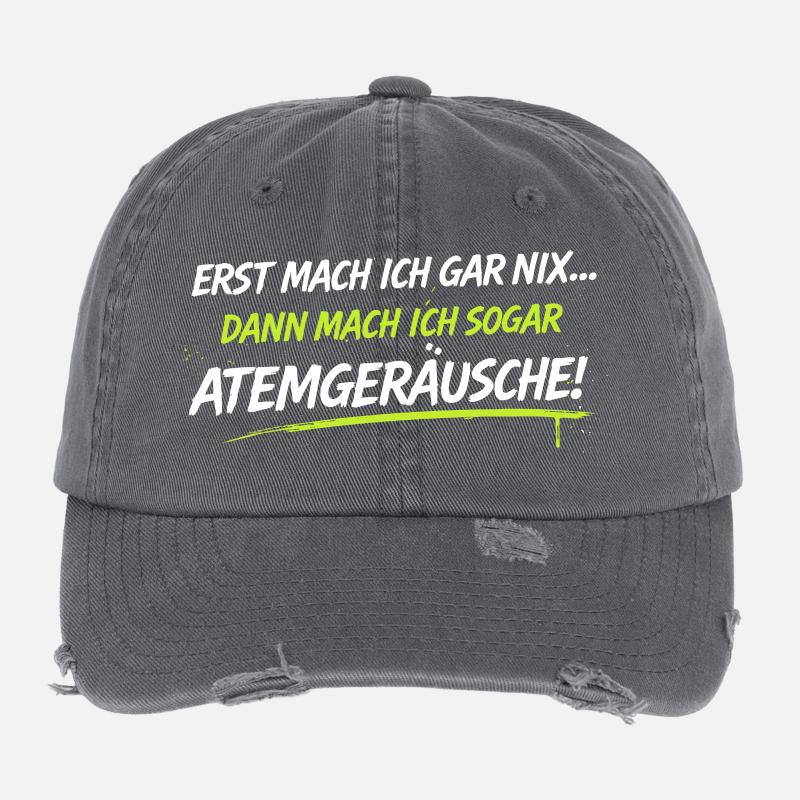 Atemgeräusche Neon-Spruch Flexfit Vintage Destroyed Cap