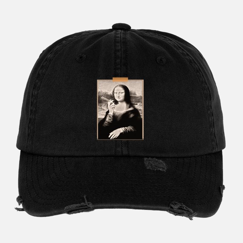 T shirt Mona Lisa Cigarette Modernisée Casquette vintage effet usé Flexfit