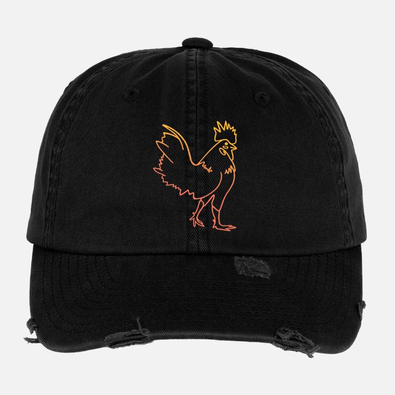 Hen cock illustration Flexfit Vintage Destroyed Cap