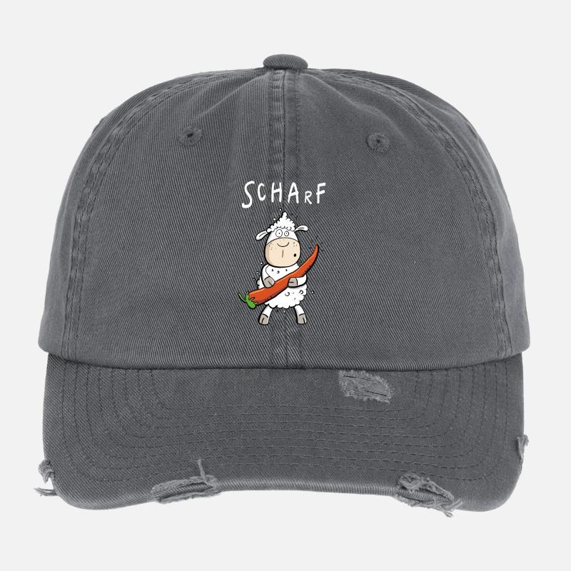 Pepperoni Sheep I Sharp comic pun Flexfit Vintage Destroyed Cap