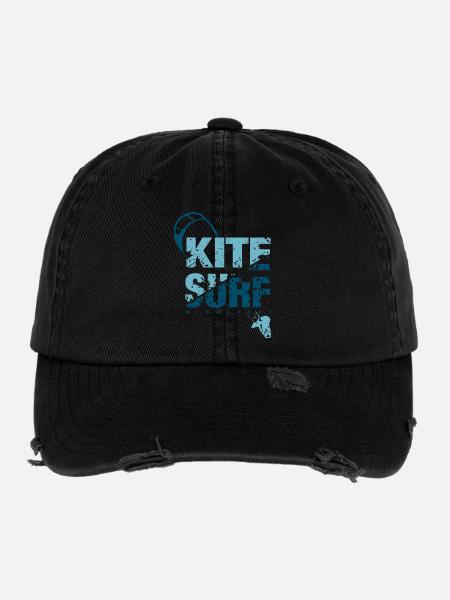 KITE SURF 3 - Flexfit Vintage Destroyed Cap - black - Front