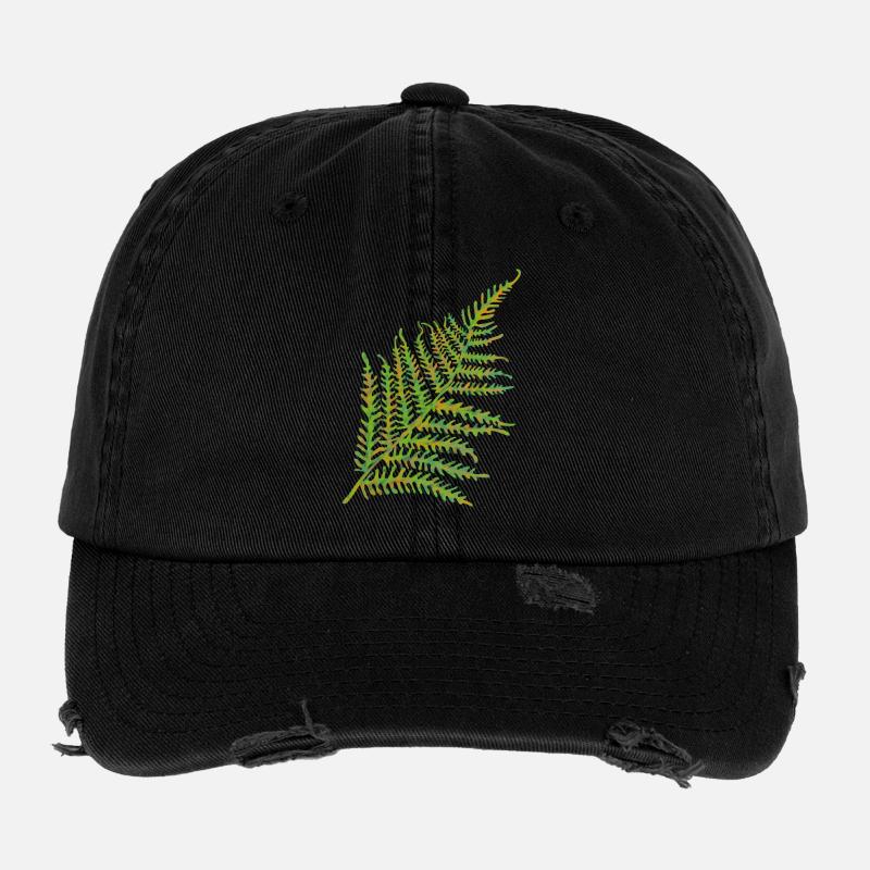Motif de feuille de fougère Casquette vintage effet usé Flexfit