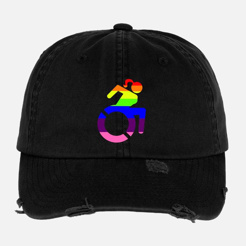 Rollstuhlmädchen LGBTQ-Symbol # Flexfit Vintage Destroyed Cap