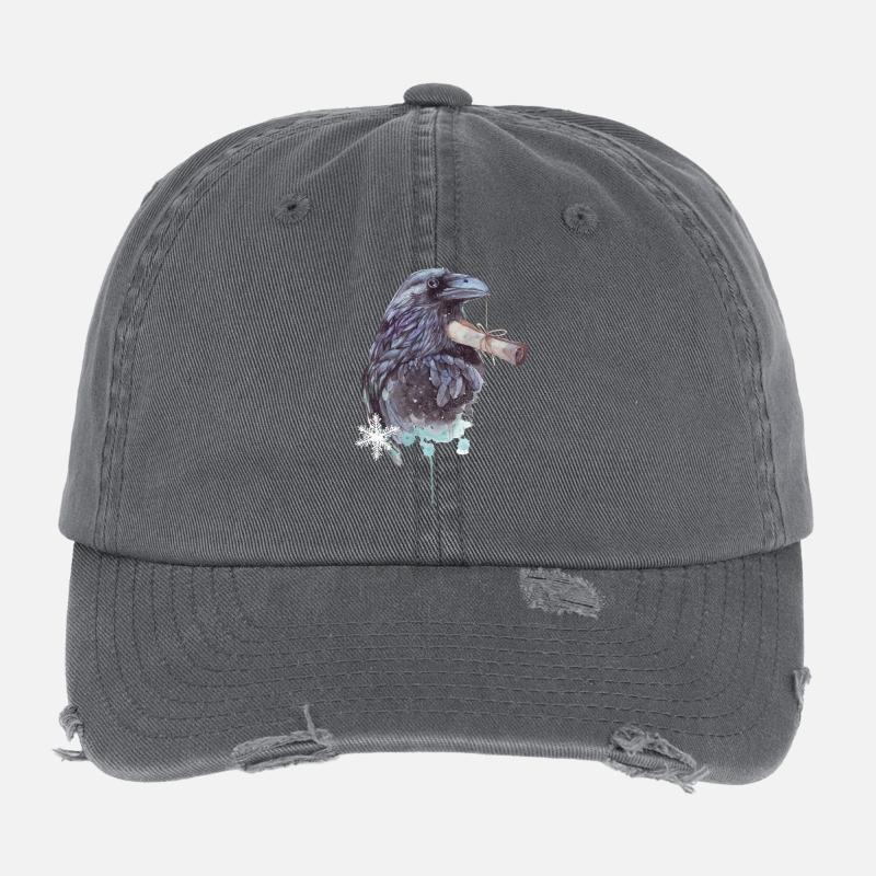 Briefrabe Hexenvogel Mystisches Design Flexfit Vintage Destroyed Cap