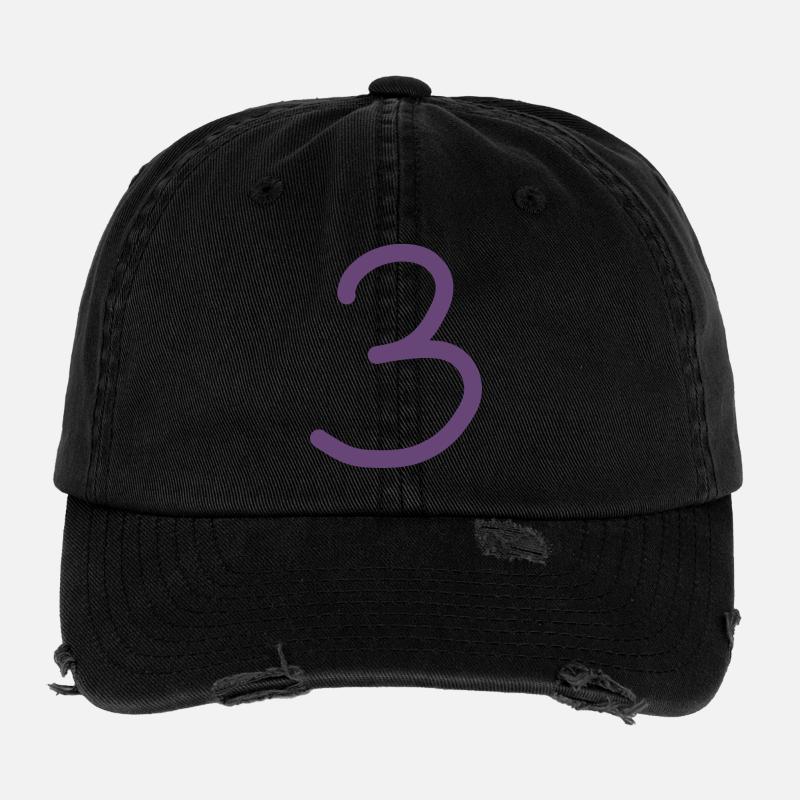 3 numéro trois numéro violet anniversaire Casquette vintage effet usé Flexfit