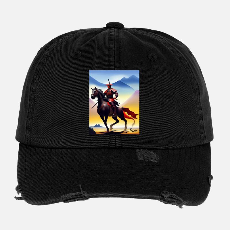 Samurai reitet auf dem Pferd - Samurai on horse Flexfit Vintage Destroyed Cap
