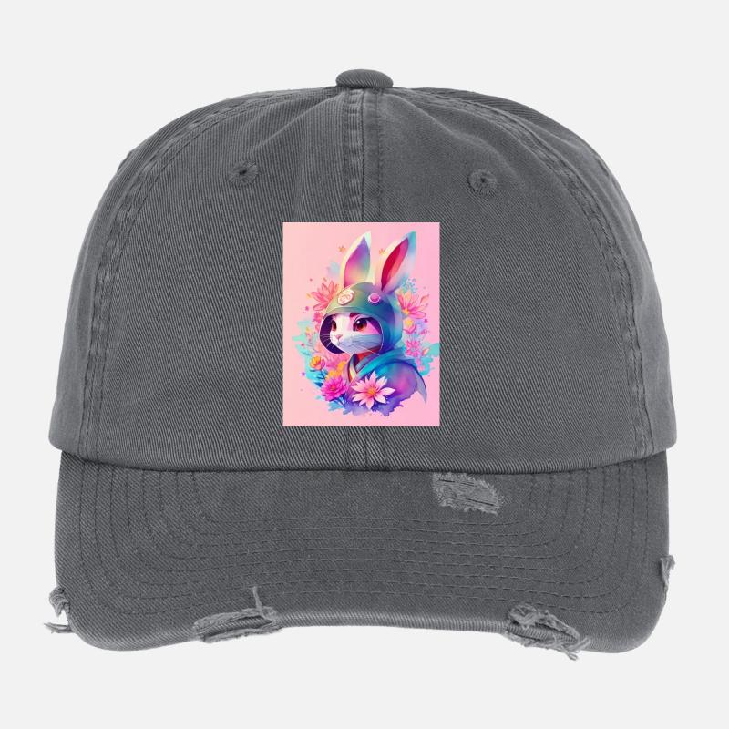 Lapin dans le style numérique Casquette vintage effet usé Flexfit