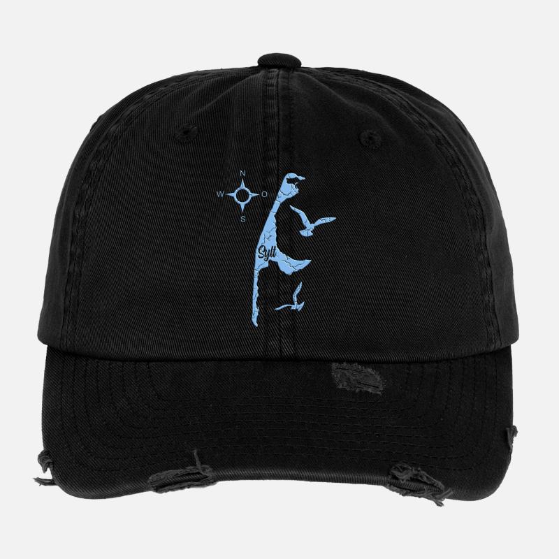 Blaues Sylt Design Flexfit Vintage Destroyed Cap