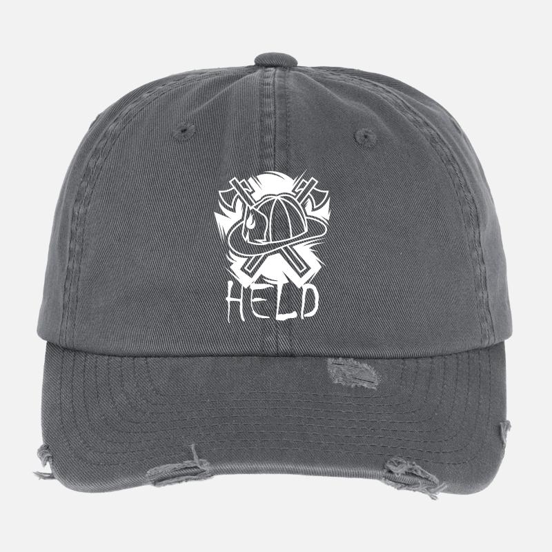 Icône de héros de pompier Logo d’icône de hache de pompier Casquette vintage effet usé Flexfit