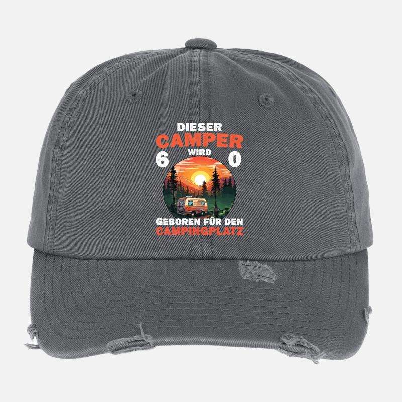 60 Geburtstag Camping Campen Wohnmobil Spruch Flexfit Vintage Destroyed Cap