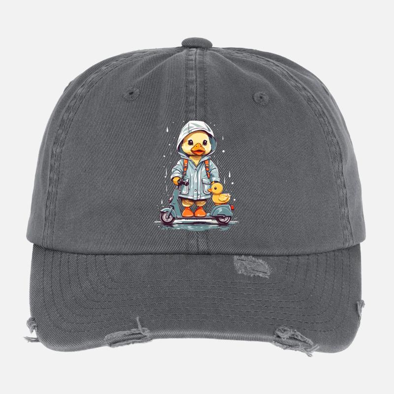 Süße Ente mit Roller Flexfit Vintage Destroyed Cap