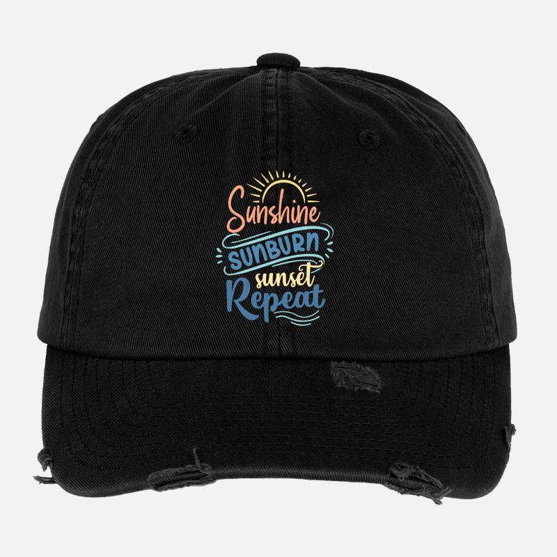 Sunshine Sunburn Sunset Repeat Flexfit Vintage Destroyed Cap