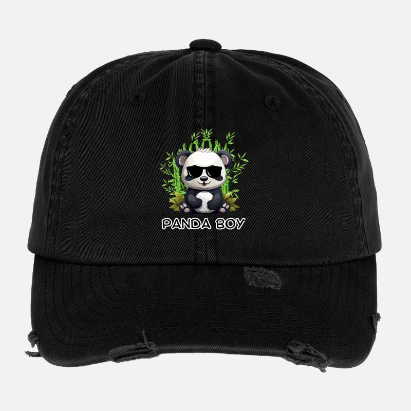 Panda Boy: Panda Design mit Brille Flexfit Vintage Destroyed Cap