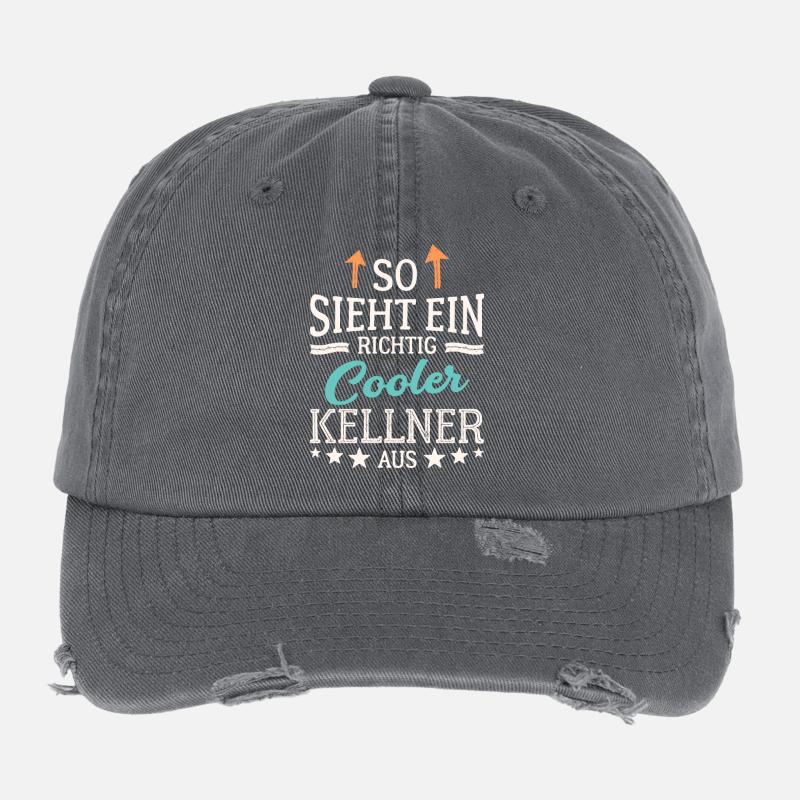 So sieht ein richtig cooler Kellner aus Bedienung Flexfit Vintage Destroyed Cap