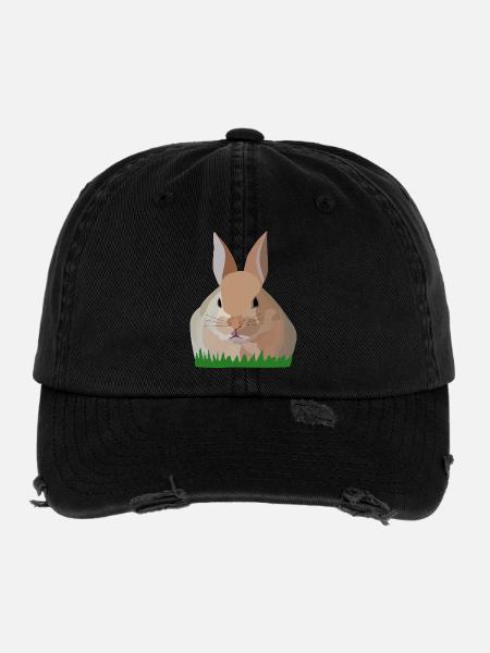 Holly Hase im Grass - Flexfit Vintage Destroyed Cap - Schwarz - Vorne