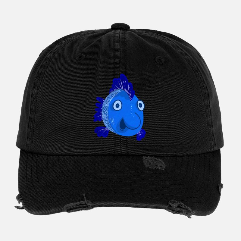 Poisson bleu Casquette vintage effet usé Flexfit