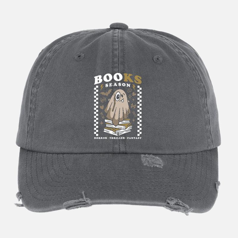 Saison des livres effrayants – Halloween Cute Ghost Casquette vintage effet usé Flexfit