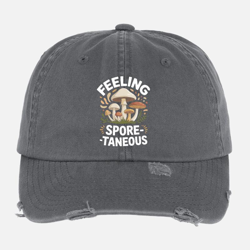 Feeling Spore-taneous Funny Mycology Flexfit Vintage Destroyed Cap