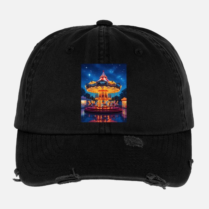 Nachtkarussell im Lichterglanz Flexfit Vintage Destroyed Cap