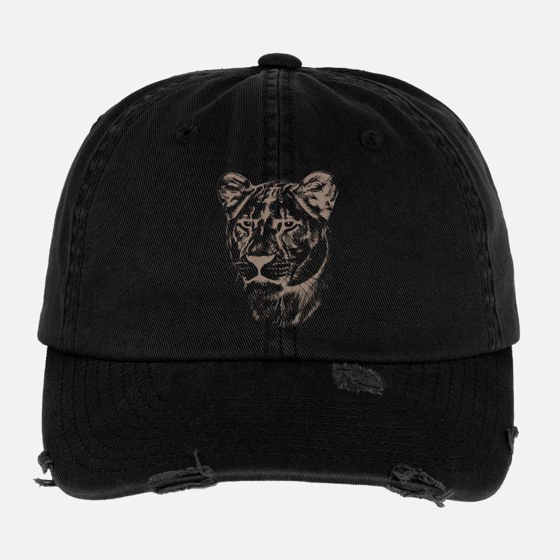 Lioness Illustration Flexfit Vintage Destroyed Cap