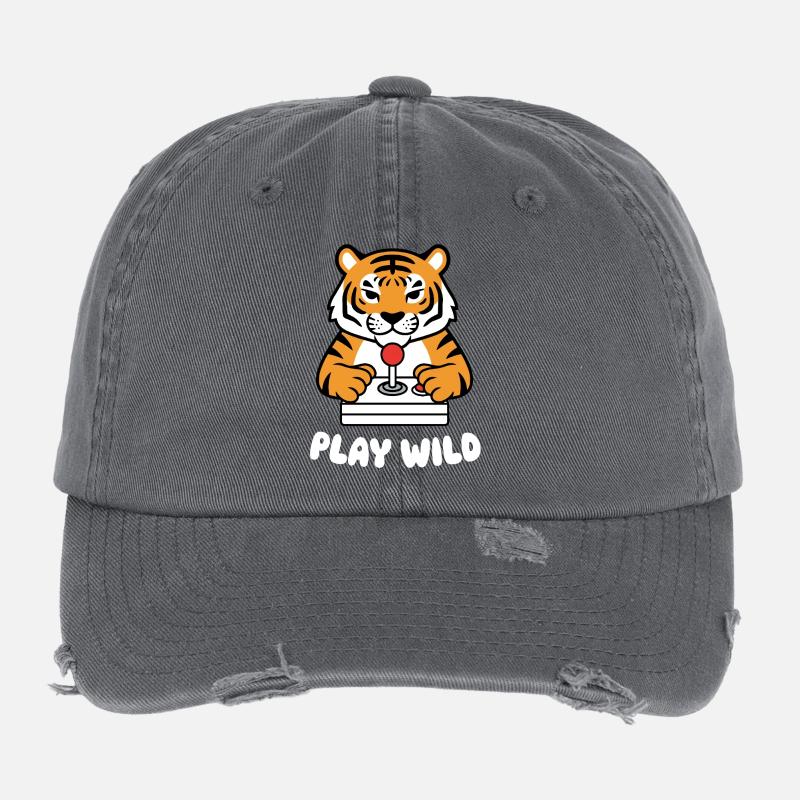 Tiger Arcade Play Wild Flexfit Vintage Destroyed Cap