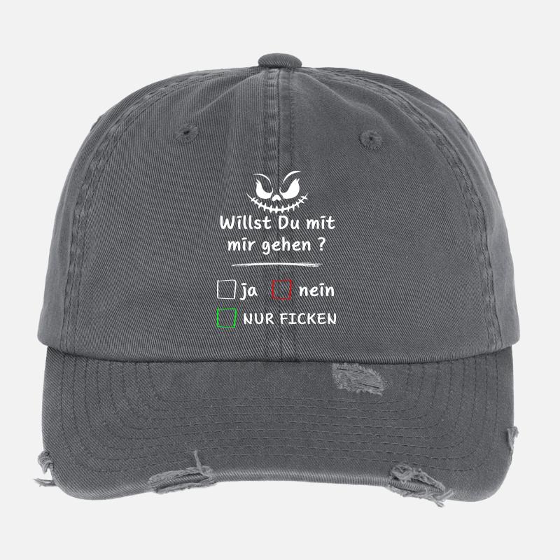 Willst Du mit mir gehen? ja nein nur ... Flexfit Vintage Destroyed Cap