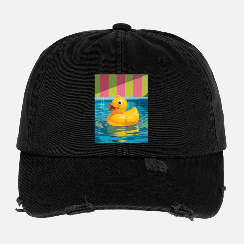 Kunterbunte Gummi-Ente im Pool Flexfit Vintage Destroyed Cap